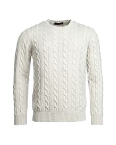 White Cashmere Cable Knitted Sweater
