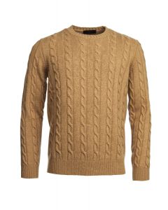 Brown Cashmere Cable Knitted Sweater