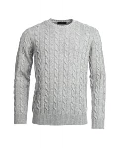 Grey Cashmere Cable Knitted Sweater